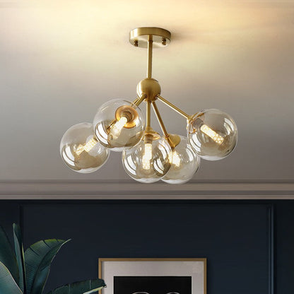 Brass Sputnik Glass Globe Flush Mount