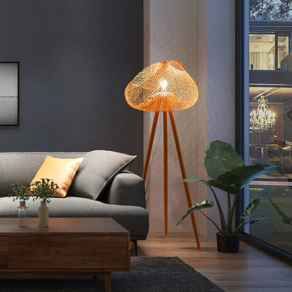 Hand-Knitted Bamboo Floor Lamp
