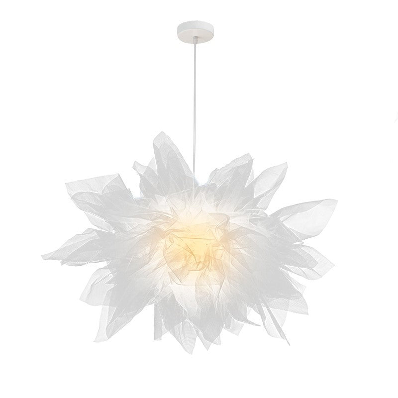 White Fabric Flower Pendant Light, 68cm