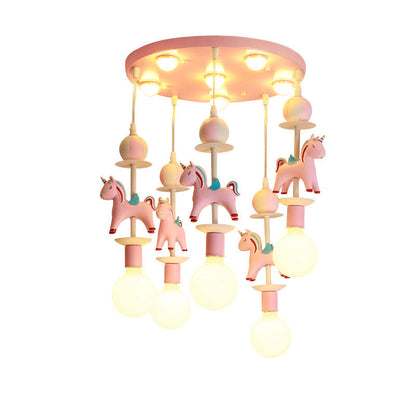 Pink Glass Ball Pendant Light for Kids