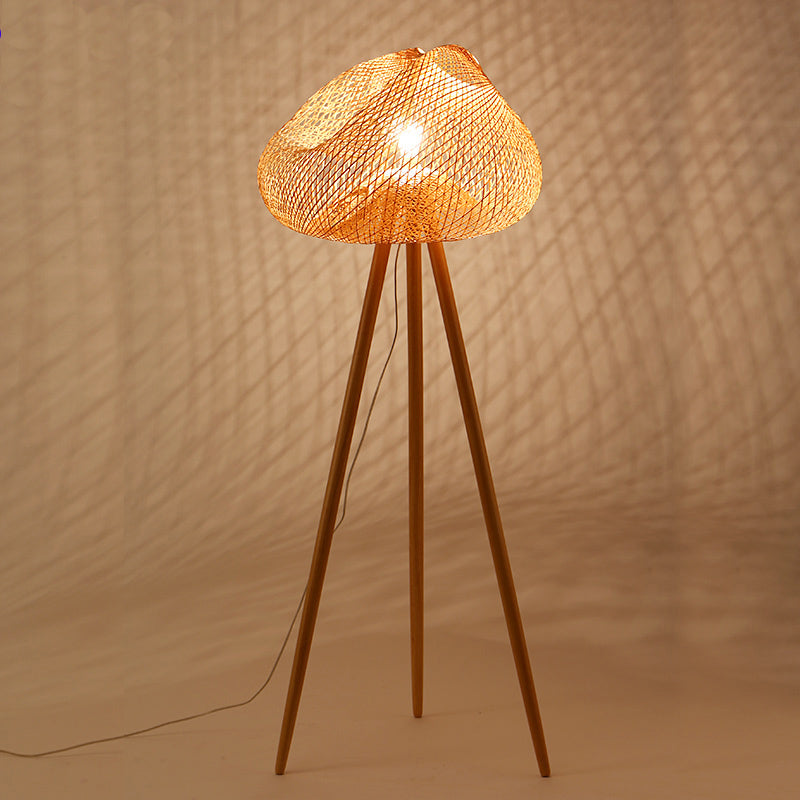 Hand-Knitted Bamboo Floor Lamp
