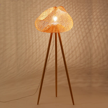 Hand-Knitted Bamboo Floor Lamp