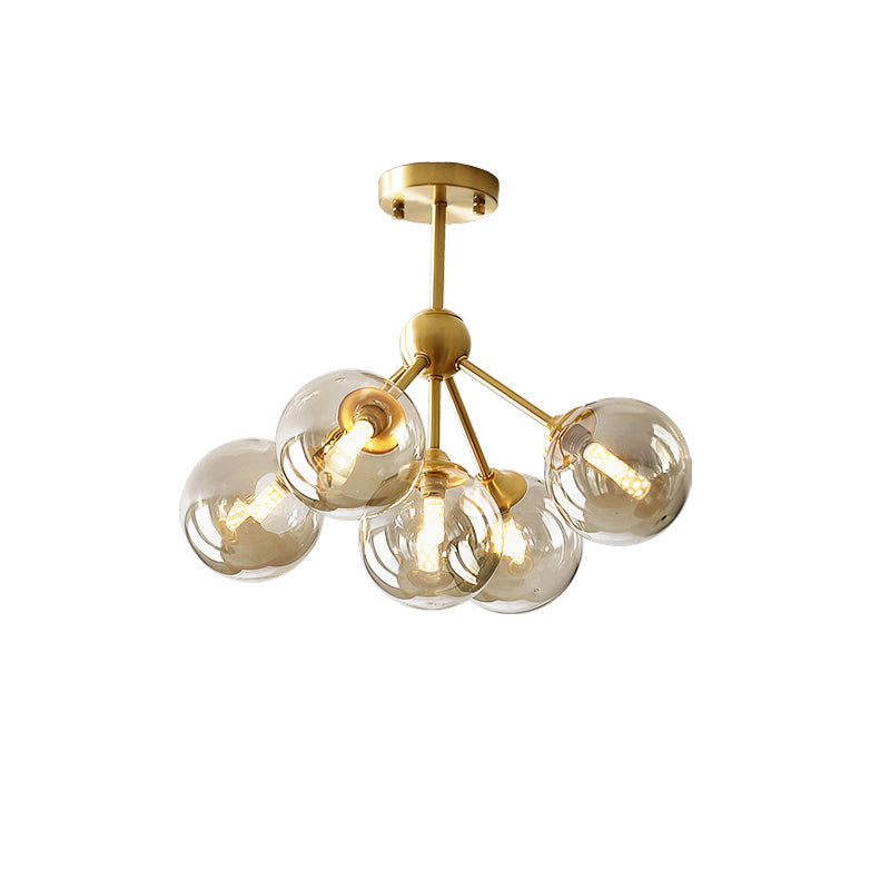 Brass Sputnik Glass Globe Flush Mount