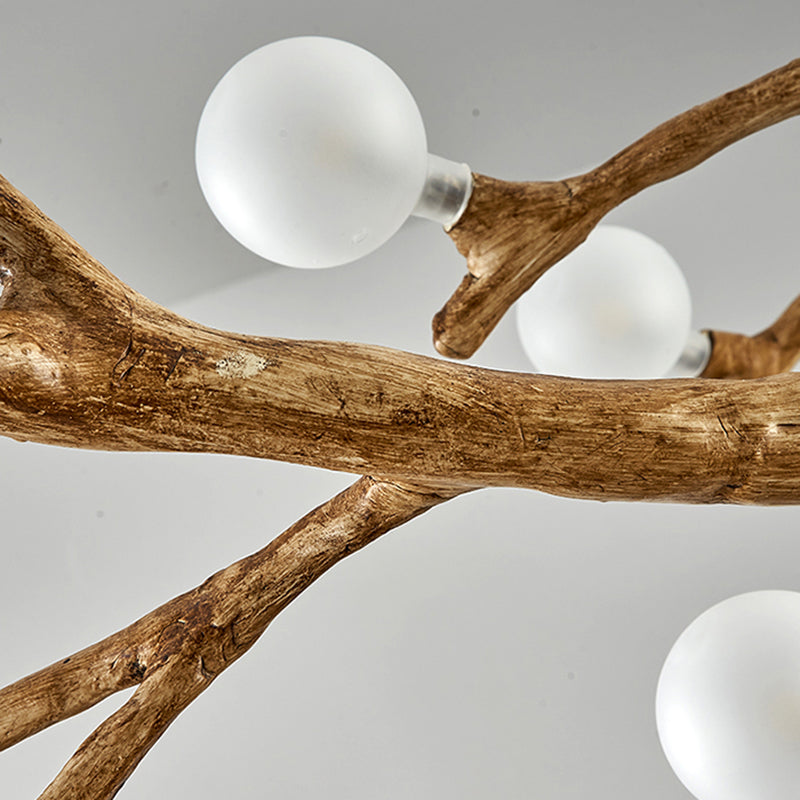 Organic Tree Branch Glass Globe Chandelier