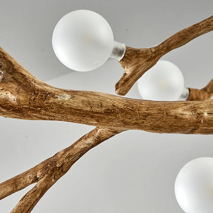 Organic Tree Branch Glass Globe Chandelier