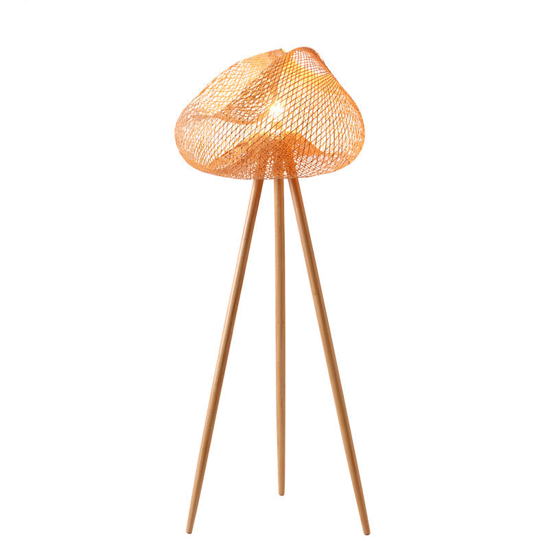 Hand-Knitted Bamboo Floor Lamp