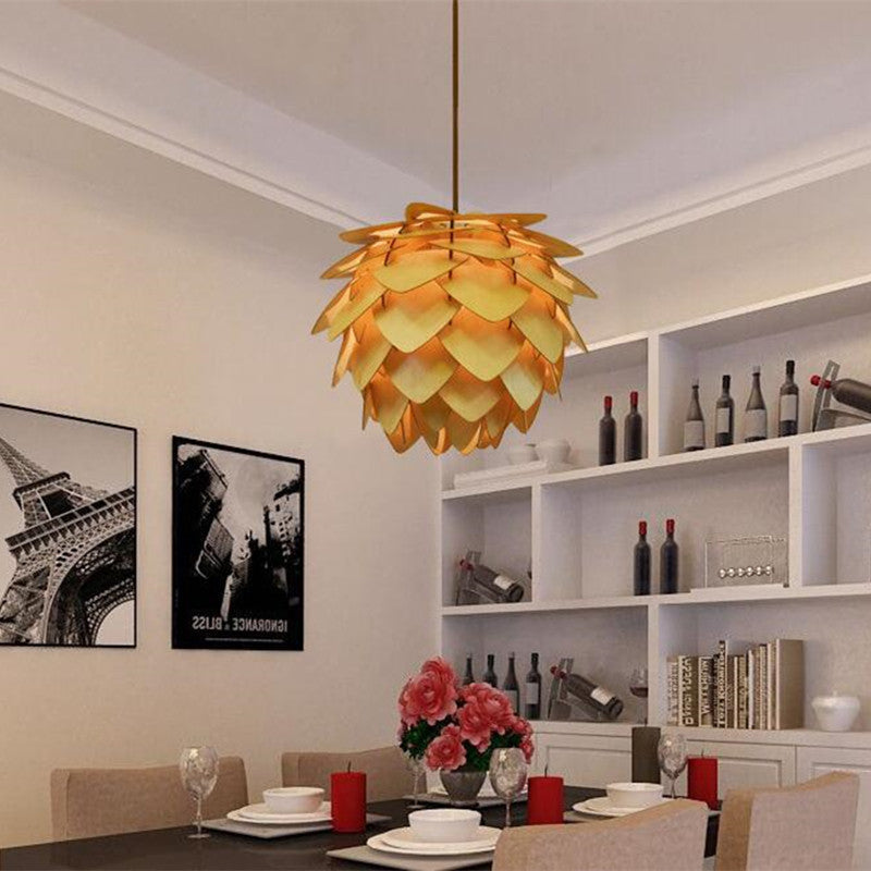 Wood Pine Cone Pendant Lampshade