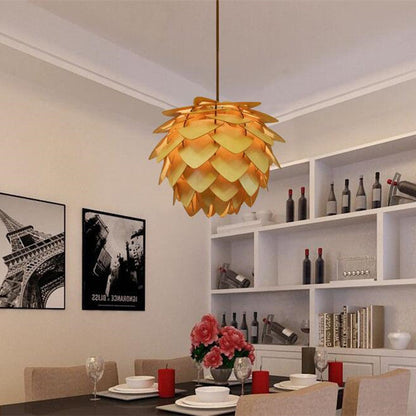 Wood Pine Cone Pendant Lampshade