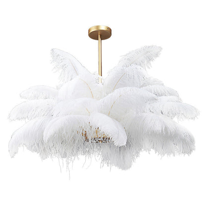 Ostrich Feather Chandelier in Gold