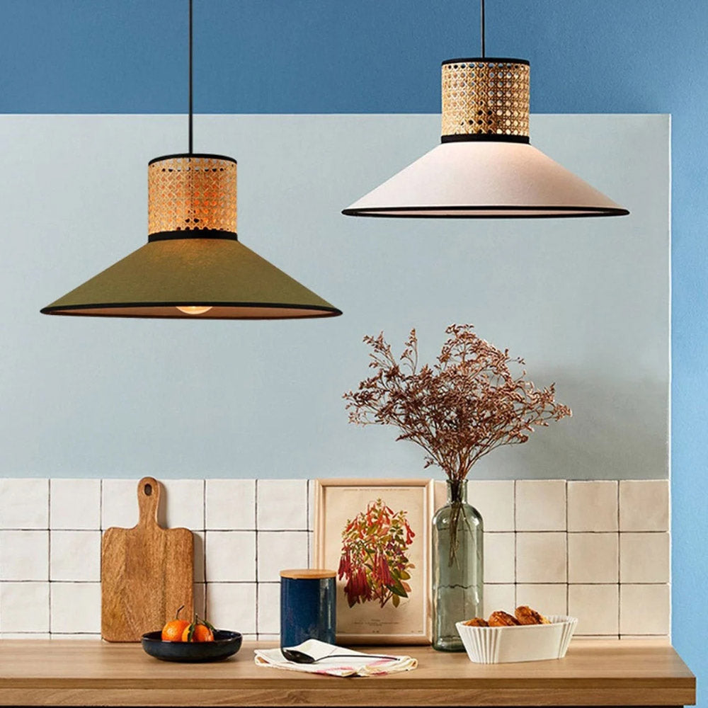Modern Boho Fabric Lampshade-[Modern pendant lighting for bedroom and living space]-Demolights UK
