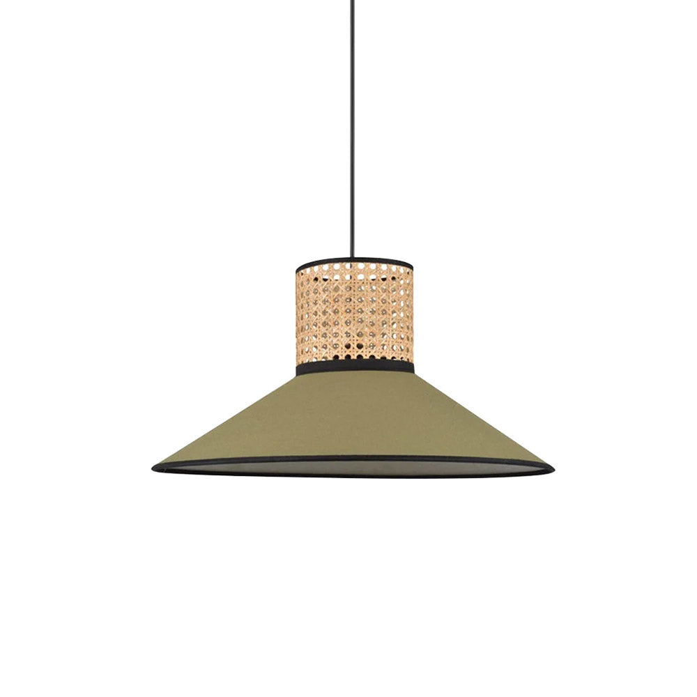 Boho Fabric Pendant Shade in White or Green