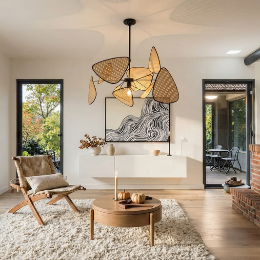Cane Webbing Screen Chandelier