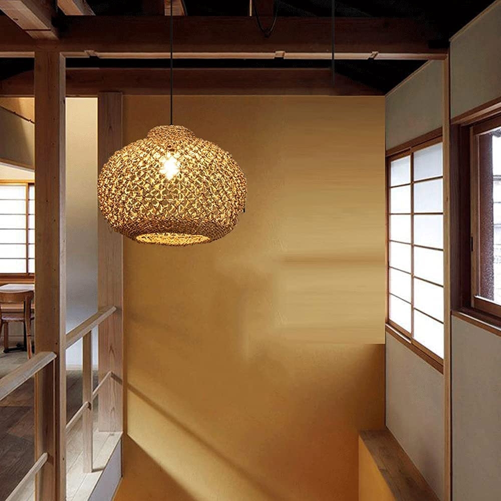 Pastoral Rattan Pendant Light 8 Shapes