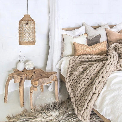 Pastoral Rattan Pendant Light 8 Shapes