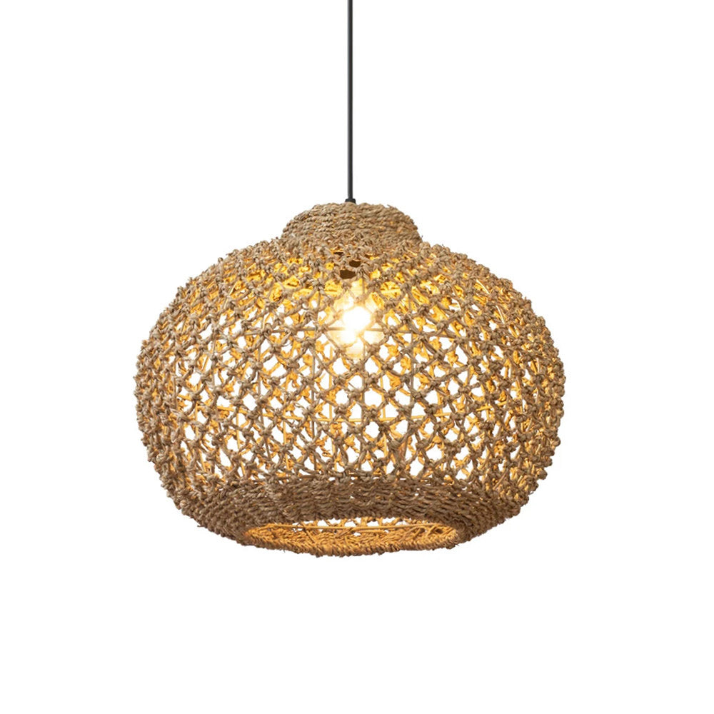 Pastoral Rattan Pendant Light 8 Shapes