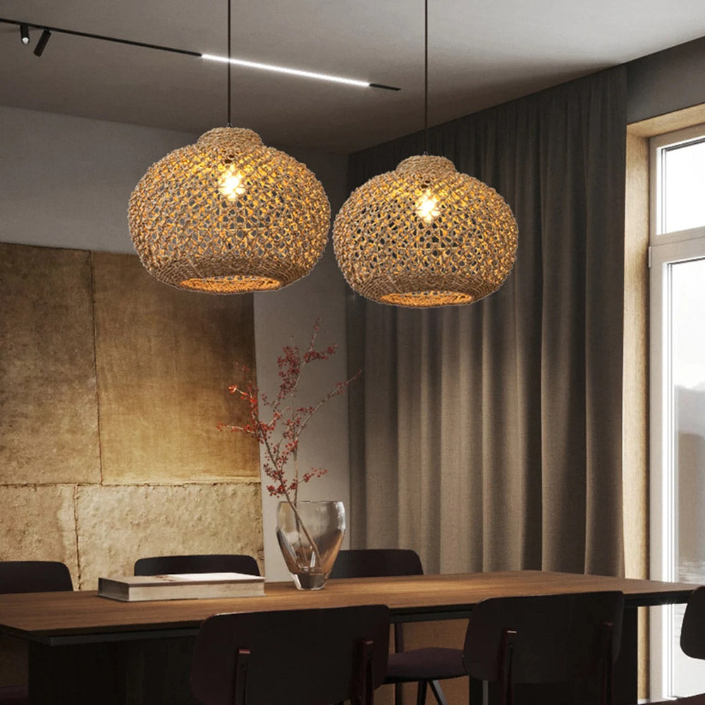 Pastoral Rattan Pendant Light 8 Shapes