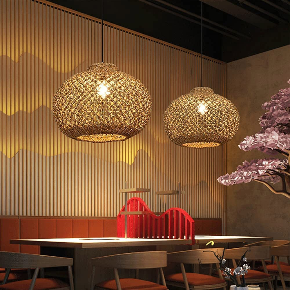 Pastoral Rattan Pendant Light 8 Shapes
