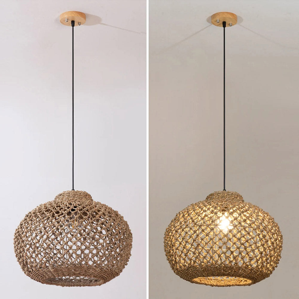 Pastoral Rattan Pendant Light 8 Shapes