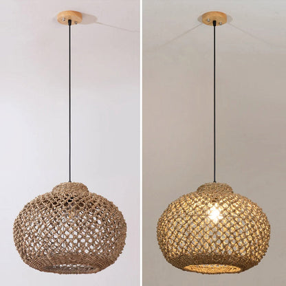 Pastoral Rattan Pendant Light 8 Shapes