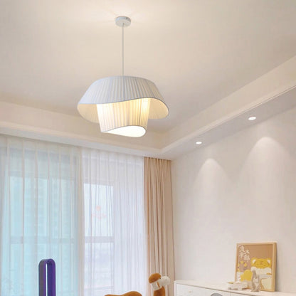 Layered Wavy Pleated Fabric Pendant