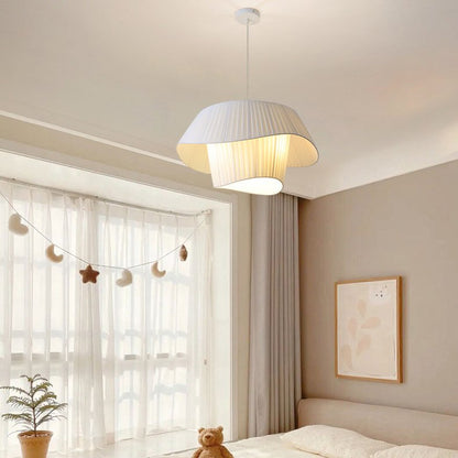 Layered Wavy Pleated Fabric Pendant