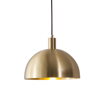 Mid-Century Brass Dome Pendant Light -