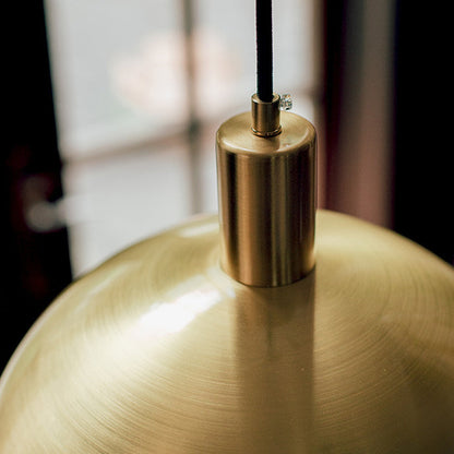 Mid-Century Brass Dome Pendant Light -