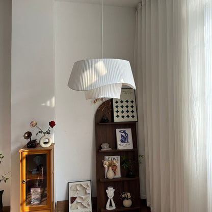 Layered Wavy Pleated Fabric Pendant