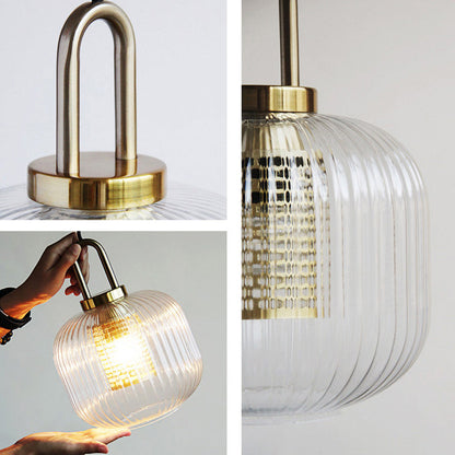 Handmade Clear Glass Brass Pendant