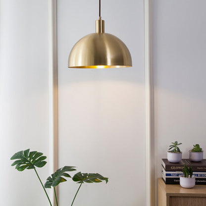 Mid-Century Brass Dome Pendant Light -