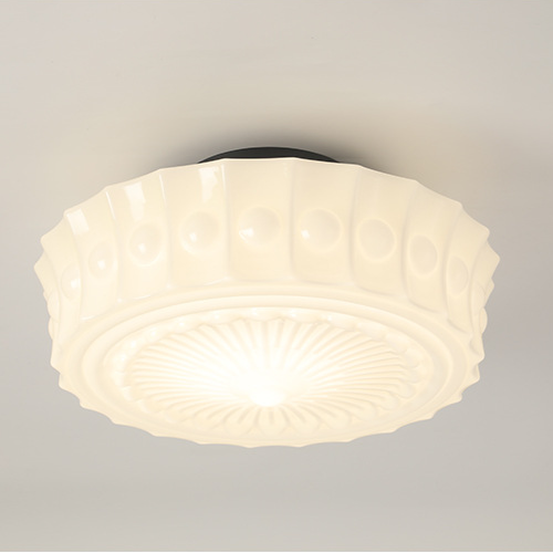 Hobnail Milk Glass Flush Mount Light