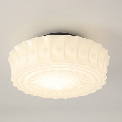 Hobnail Milk Glass Flush Mount Light