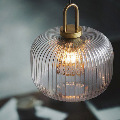 Handmade Clear Glass Brass Pendant