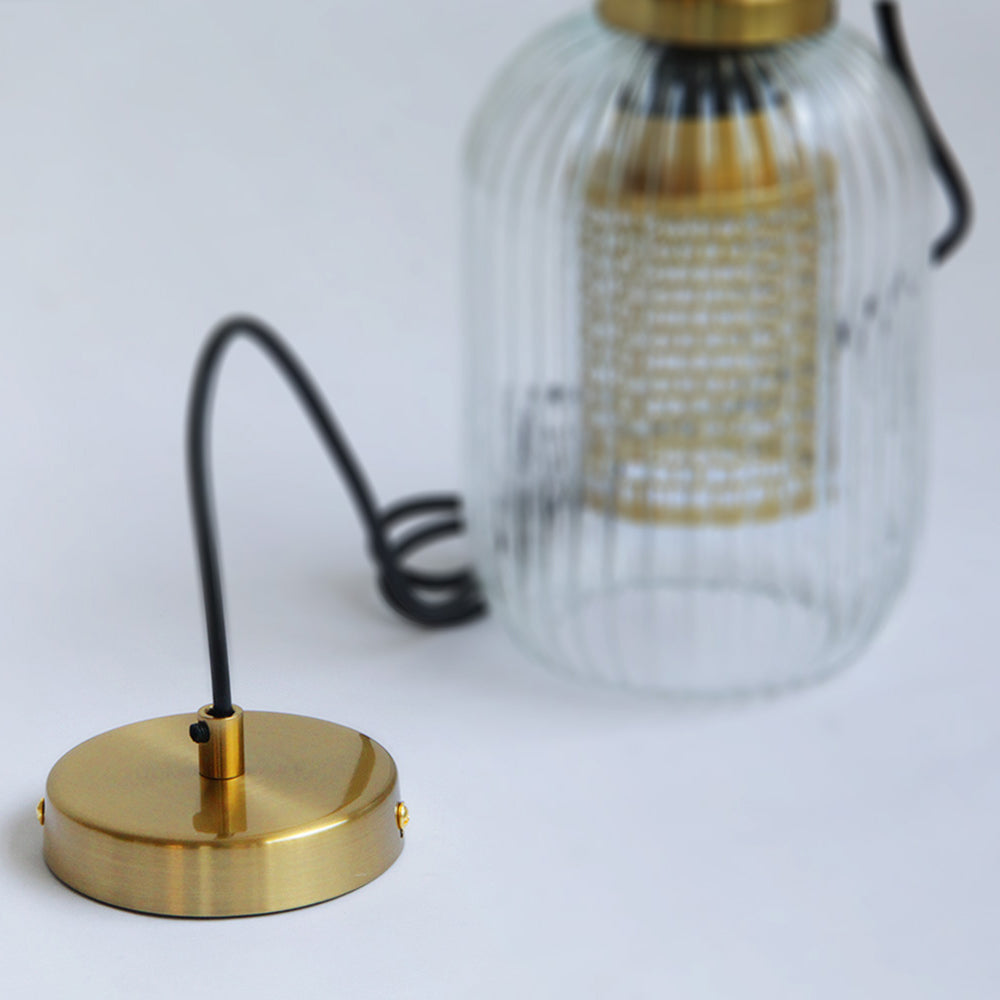 Handmade Clear Glass Brass Pendant