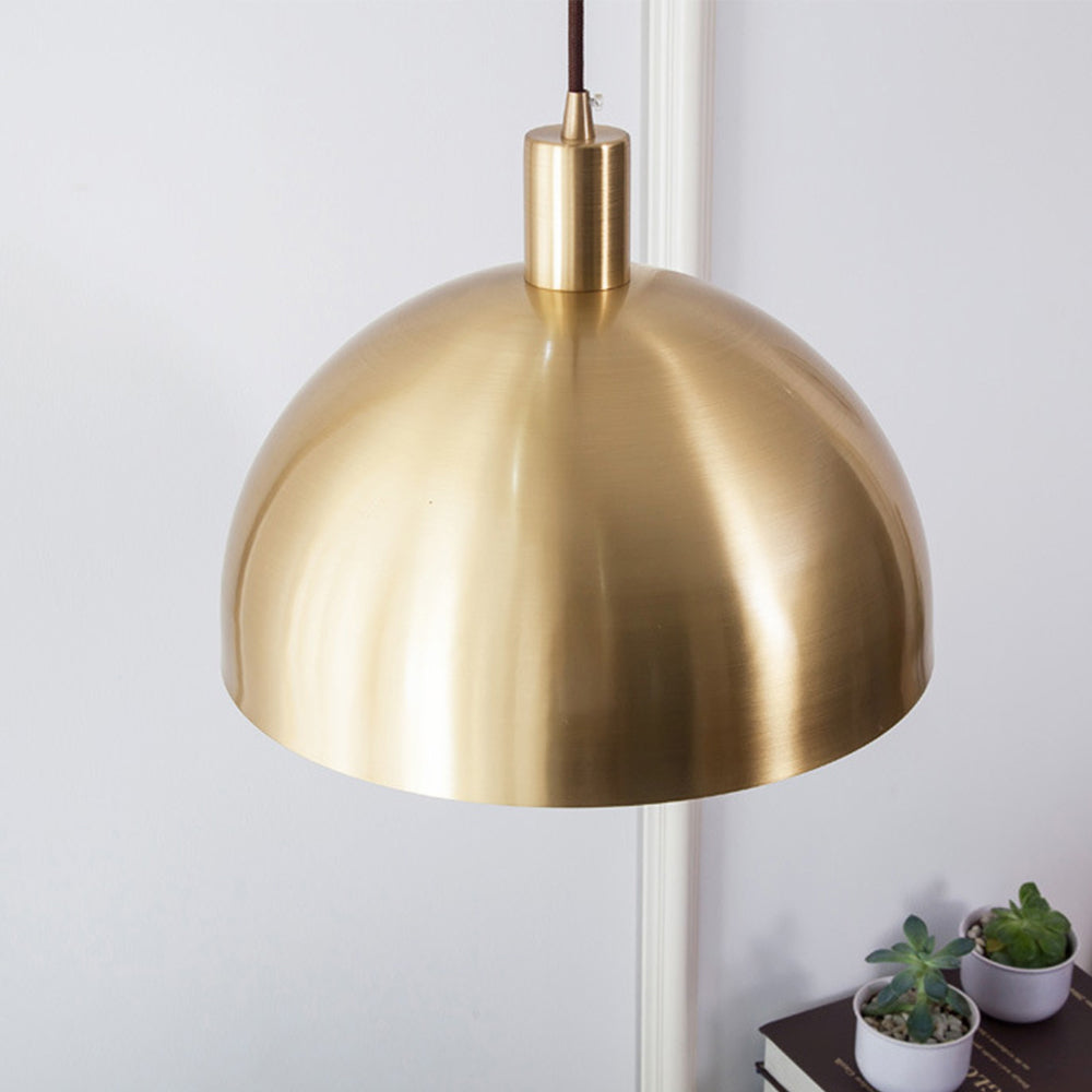 Mid-Century Brass Dome Pendant Light -