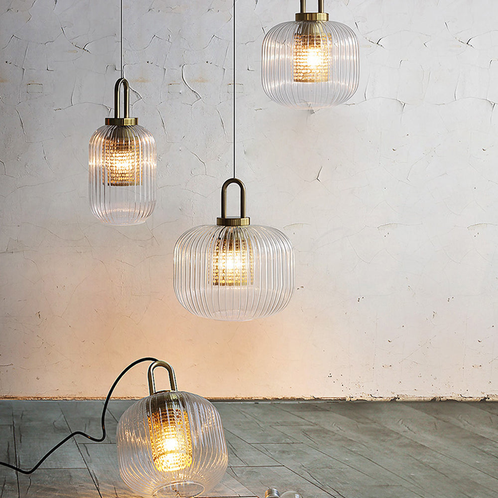 Handmade Clear Glass Brass Pendant
