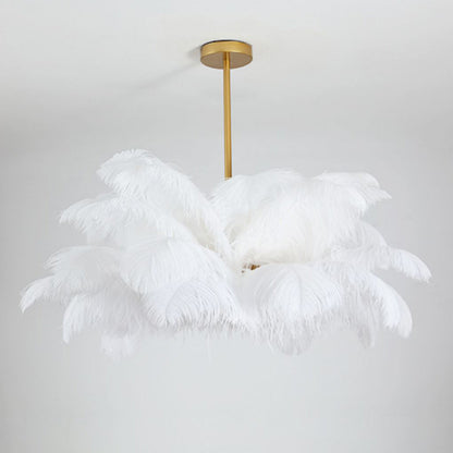 Ostrich Feather Chandelier in Gold