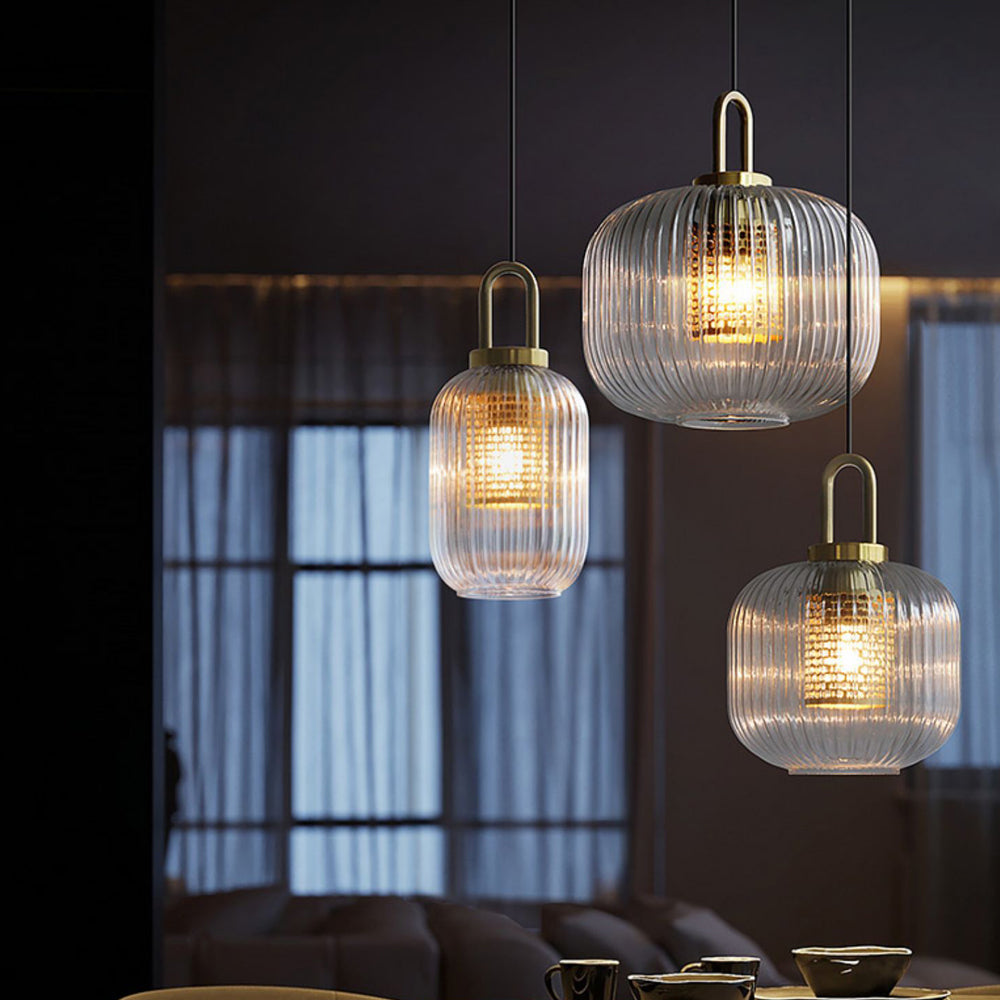 Handmade Clear Glass Brass Pendant