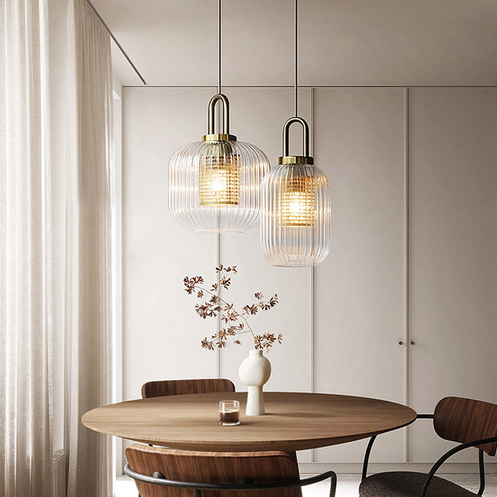 Handmade Clear Glass Brass Pendant
