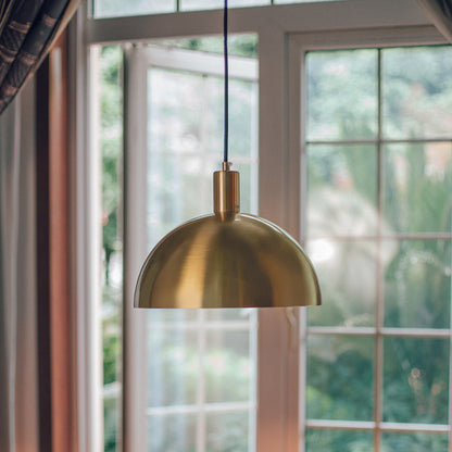 Mid-Century Brass Dome Pendant Light-[Modern pendant lighting for bedroom and living space]-Demolights UK