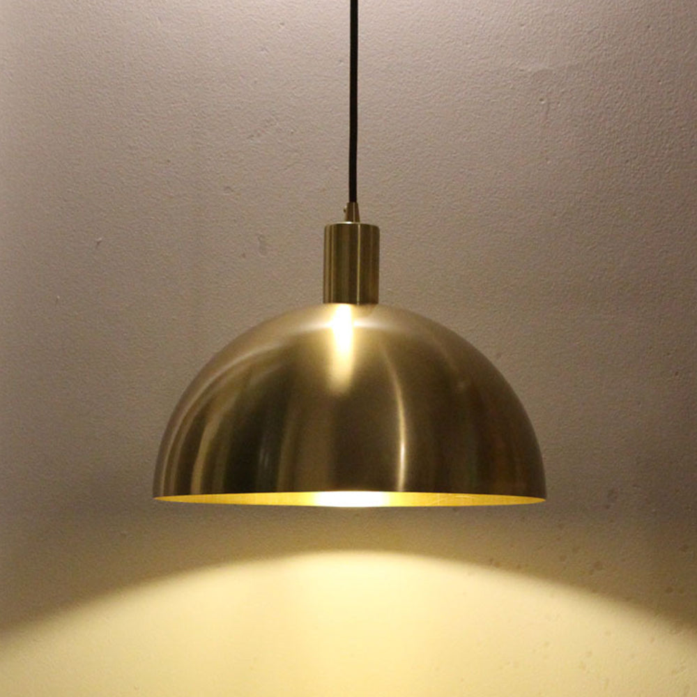 Mid-Century Brass Dome Pendant Light -