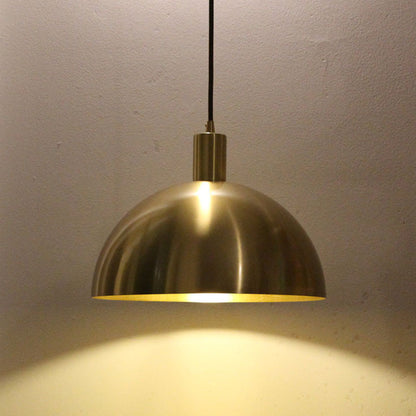Mid-Century Brass Dome Pendant Light -