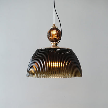 Retro Green and Brown Glass Pendant
