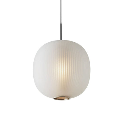 Vintage Ribbed Frosted Glass Pendant
