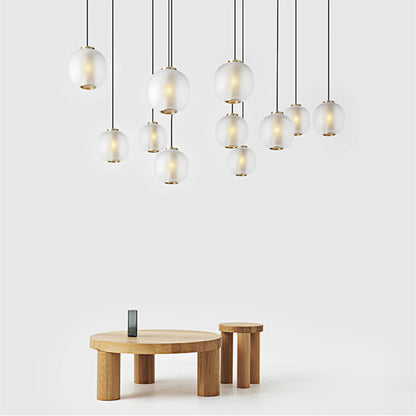 Vintage Ribbed Frosted Glass Pendant