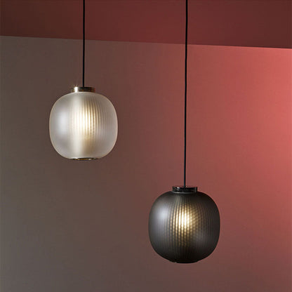 Vintage Ribbed Frosted Glass Pendant