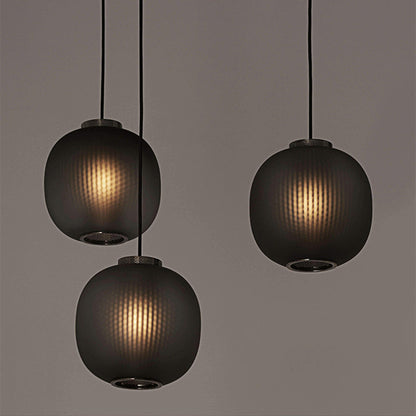 Vintage Ribbed Frosted Glass Pendant