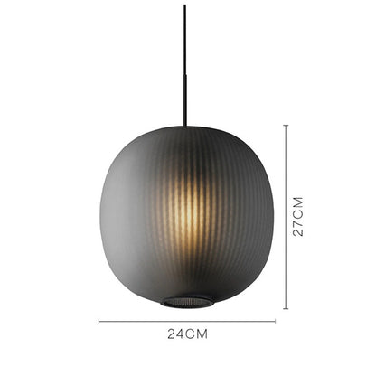 Vintage Ribbed Frosted Glass Pendant