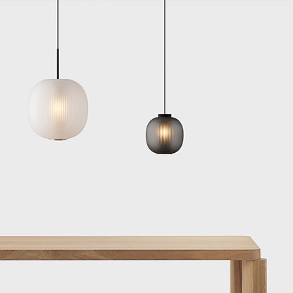 Vintage Ribbed Frosted Glass Pendant