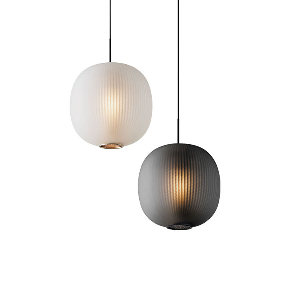 Vintage Ribbed Frosted Glass Pendant